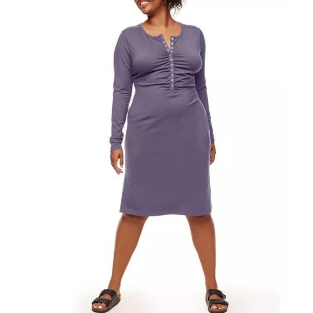 NWT ADORE ME pearl long-sleeve Henley dress purple woman Sz M